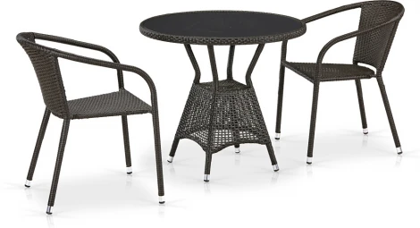 Комплект плетеной мебели T707ANS/Y137C-W53 2Pcs Brown (Искусственный ротанг/Коричневый) Afina