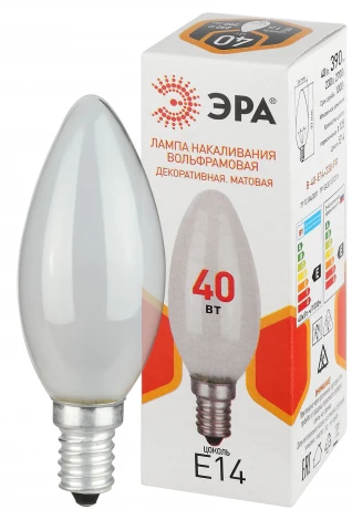 Лампочка накаливания E14 40W ЭРА B-40-E14-230-FR