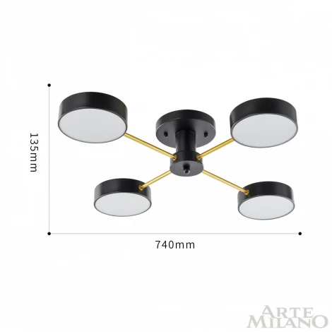 Потолочная люстра на штанге Arte Milano Ferrara 252006/4 Bk/Bk (LED, 220V, круглые)