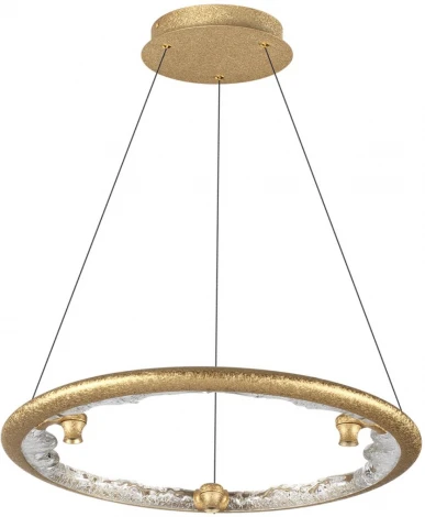 Подвесной светильник Odeon Light Cayon 7002/44L золотой ice crack/акрил/хрусталь с ПДУ IP20 LED 44W 2417Лм 3000/4000/5700K (220V, на тросе, круглые)
