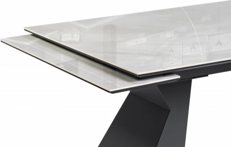 Стеклянный стол Денхольм 240 (Денхольм 240(290)х100х75 rystal onyx bianco / черный) Woodville арт.588037