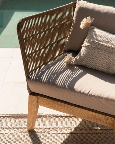 Кресло из ротанга La Forma (ex Julia Grup) Belleny (Бежевый,Серый/ Веревка,Пена,Дерево,Сталь,Эвкалипт)