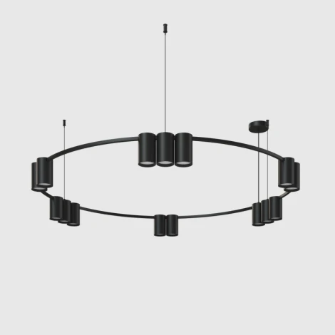Подвесной светильник Denkirs Orbit DK4067-BK 15xGU10 LED до 15 Вт, черный матовый (220V, на тросе, кольцо)