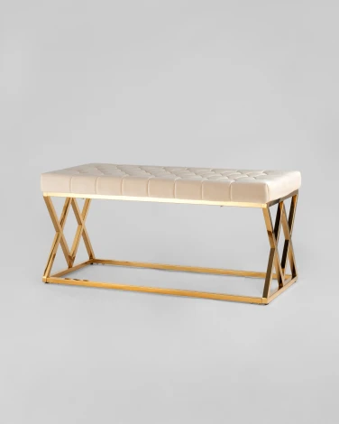 Банкетка Stool Group ИНСИГНИЯ велюр бежевый сталь золото УТ000001877