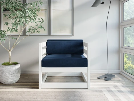 Кресло Arsko Магнус белая эмаль велюр синий