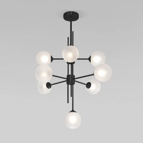 Потолочная люстра Wi-Fi на штанге Eurosvet Volver 50383 черный (220V, управление смартфоном, голосовое управление, умный дом - Minimir Home, Алиса, Маруся, Салют, шарики)