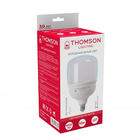 Лампочка светодиодная белый цилиндр E27 50W Thomson T140 TH-B2366