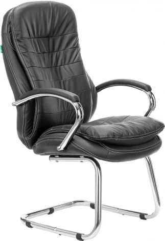 Кресло Бюрократ T-9950AV черный кожа/кожзам полозья металл хром