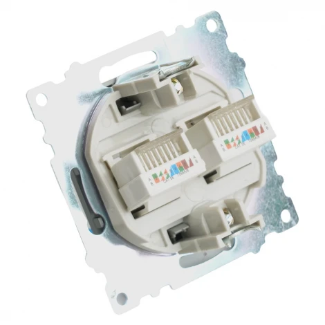 Розетка Ethernet RJ-45 двойная (графит) Stekker Катрин 50008