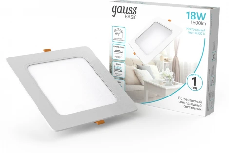 Светильник встраиваемый Gauss Downlight 9031420218 18W 1600lm 4000K IP20 белый LED (220V)