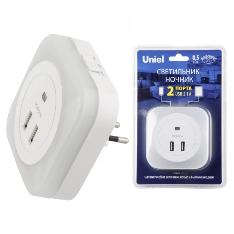 Ночник Uniel DTL-321 White/Sensor/2USB