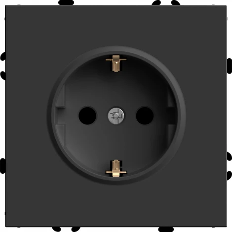 Розетка с заземлением и шторками (черный уголь, soft touch) Stekker Эмили 49854