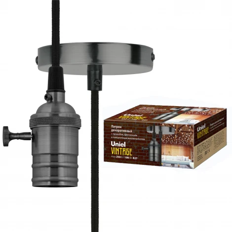 Подвесной светильник с выключателем поворотный черный жемчуг Uniel Vintage DLC-V-S24K/E27 TS/1M/BL PEARL BLACK