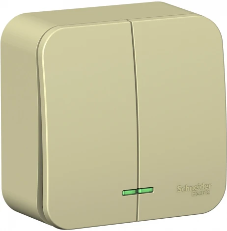 Выключатель накладной двухклавишный с подсветкой (бежевый) Systeme Electric Blanca BLNVA105117