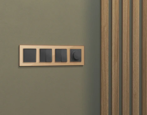 Комплект механизма двухклавишного перекрестного выключателя встраиваемый (графит мягкое касание) Ambrella Volt QUANT MA903030