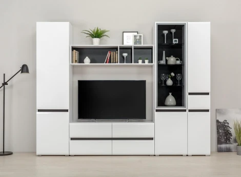 Шкаф Сейдиль с ящиком (Сейдиль с ящиком белый премиум / черный / белый глянец) Mobi арт.518218