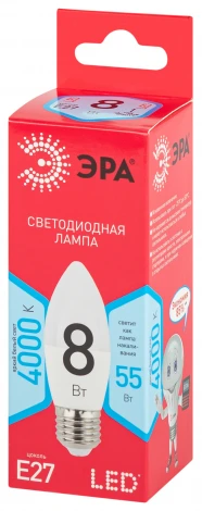 Лампочка светодиодная E27 8W ЭРА LED B35-8W-840-E27 R