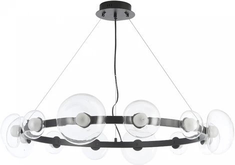 Подвесной светильник Crystal Lux BOSQUE SP12 BLACK/TRANSPARENT (LED, 220V, на тросе, круглые)