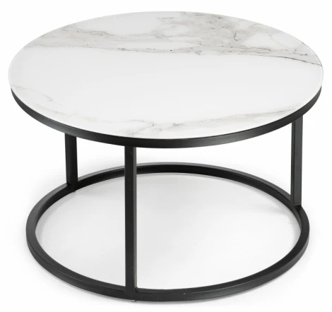 Комплект столиков Woodville Плумерия белый мрамор / черный 500007
