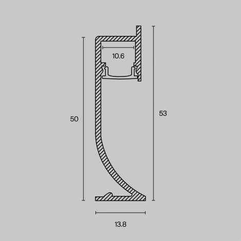Алюминиевый профиль плинтус с подсветкой 53x14 Maytoni Led Strip ALM-5314-S-2M