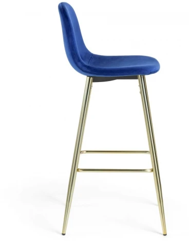 Барный стул La Forma (ex Julia Grup) Nilson (Синий,Золотой/ Фанера,Сталь,Пена,Металл)