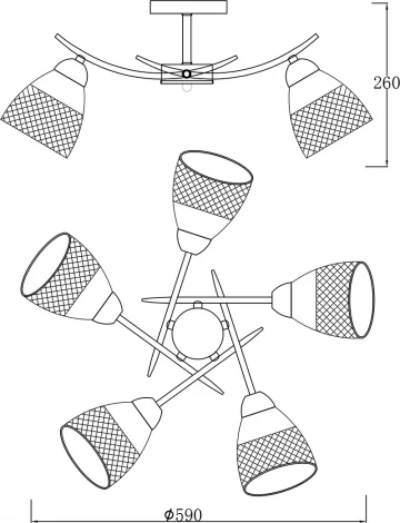 Потолочная люстра на штанге Escada Severn 516/5 5х60Вт Е27, металл, белый/дерево