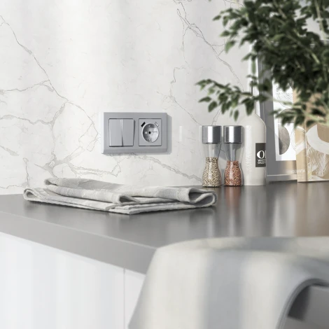 Выключатель двухклавишный (серебряный матовый) Werkel W1120065 (a063609)