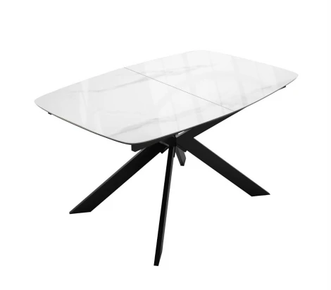 Стол DikLine BK140 керамика Carrara Gloss (мрамор глянец белый), подстолье черное, опоры черные 00-00085042