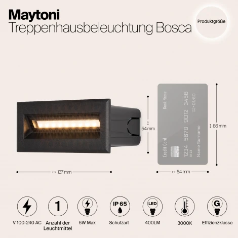 Подсветка для лестниц и ступеней встраиваемая Maytoni Bosca O045SL-L5B3K (LED, 220V, IP65)
