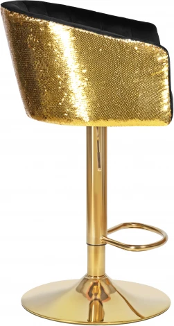 Стул барный DOBRIN DARCY GOLD SHINY (черный велюр с золотыми пайетками) 5025_GoldBase_Shiny-LM SHINY, цвет сиденья черный пайетками, основания золото