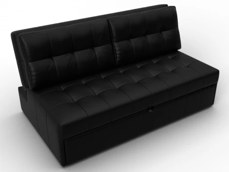Диван прямой Лига-107 (160) (ЛДСП,Брус,Фанера,Экокожа/Черный) Лига Диванов 134934