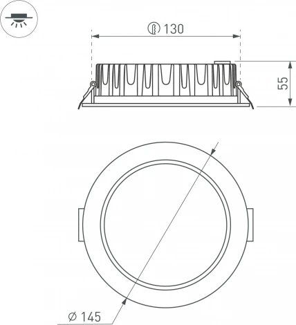Точечный светильник встраиваемый MS-MIST-BUILT-R145-15W Warm3000 (WH, 110 deg, 230V) (Arlight, IP54 Металл) 041613