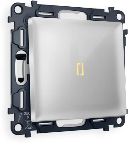 Комплект механизма Ambrella Volt 1-клавишного проходного выключателя с подсветкой 3200K ALFA MA402030 Серебро глянец QUANT