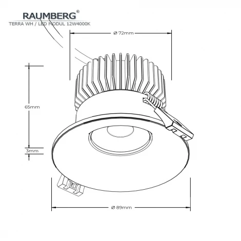 Встраиваемый светильник Raumberg Terra\Wh\12W4000K White Led 12w 4000K
