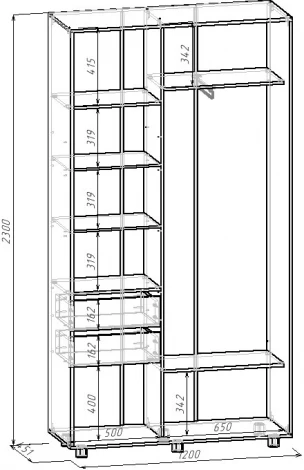 Шкаф-купе МАМА Удачный 120*45, Белый с зеркалом