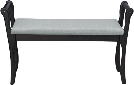 Скамья для прихожей с подлокотниками мягкая, ткань серый, каркас венге от фабрики Mebelik