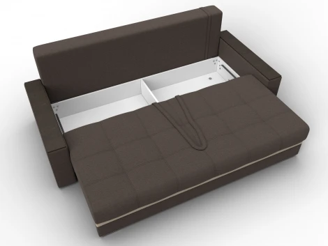 Диван прямой с декором Лига-096 НПБ (ДВП,ДСП,ЛДСП,Брус,Фанера/Пластик/Рогожка,Экокожа/Коричневый,Бежевый) Лига Диванов 132568