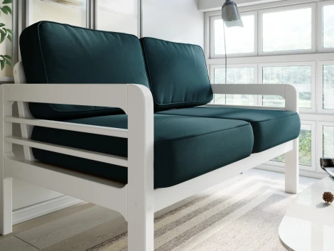 Диван Arsko прямой Бергер М белая эмаль велюр голубой