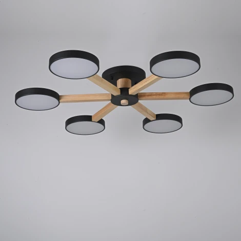 Потолочная люстра Wi-Fi на штанге Turna 6 Black By ImperiumLoft Turna01 (LED, 220V, голосовое управление, умный дом - Алиса)