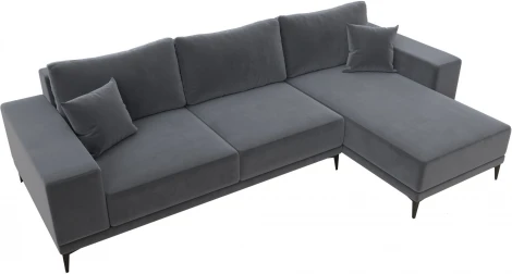 Диван угловой Льюес правый (Серый/Велюр) Лига Диванов арт.122400