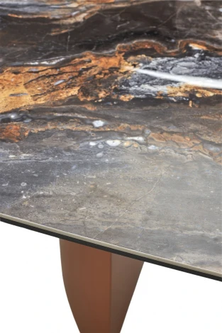 Стол M-City ПУАНТО 200 TITANIUM LAWA NERO, керамика / МЕДЬ каркас