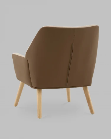 Кресло Харви бежевый с коричневой экокожей деревянные ножки Stool Group арт.УТ000040120