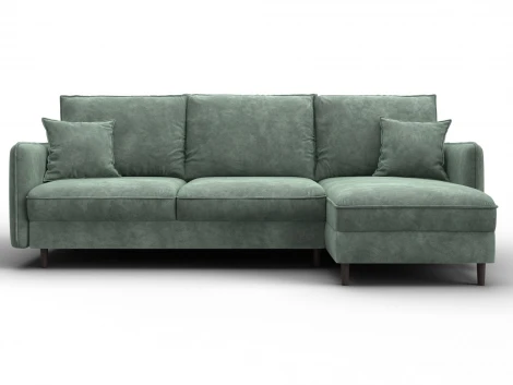 Диван угловой Лига-064 НПБ угол универсальный (ДСП/Дерево/Велюр/Зеленый) Лига Диванов 129642