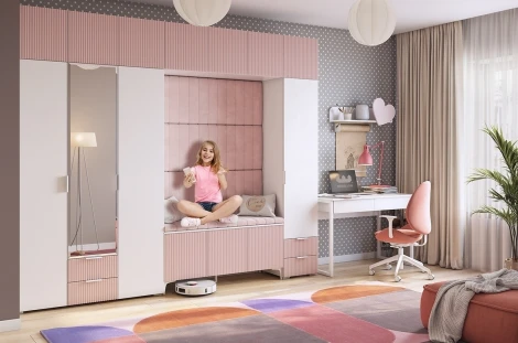 Полка навесная Сердечко Mebelson (ЛДСП,МДФ/Светлое дерево,Розовый) арт.PS-01.3095