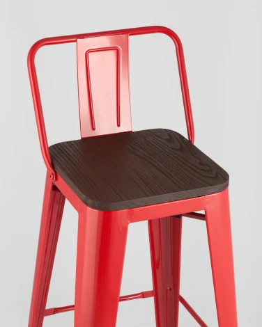 Стул барный Stool Group TOLIX WOOD со спинкой красный глянцевый УТ000001197
