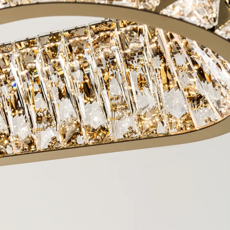 Подвесная люстра светодиодная хрустальная с пультом с регулировкой цветовой температуры Modelux ML.335.900.300 GD