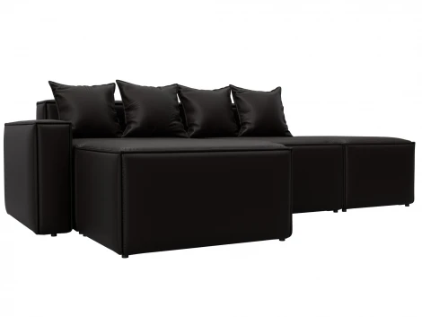 Диван угловой модульный Лига-063 угол левый (ДСП/Пластик/Экокожа/Коричневый) Лига Диванов 129789L