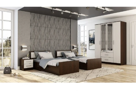 Кровать БТС 90х200 с проложками ДСП Фиеста LIGHT, венге / лоредо