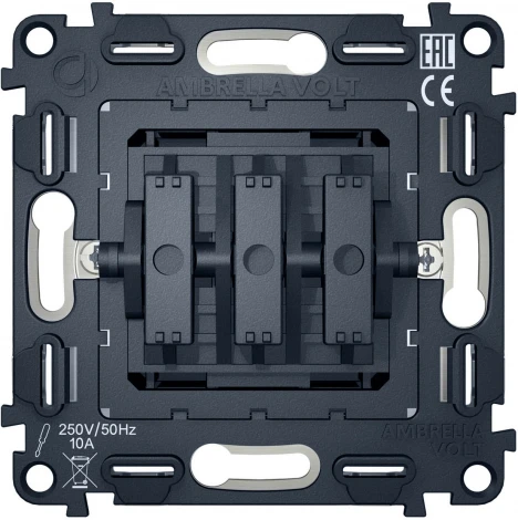 Механизм 3-клавишного выключателя Ambrella Volt 10A-250V QUANT VM133