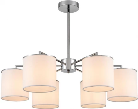 Потолочная люстра на штанге Lumion Suntori 6591/6 хром/белый, металл/текстиль E14 6*40W 220V (круглые)